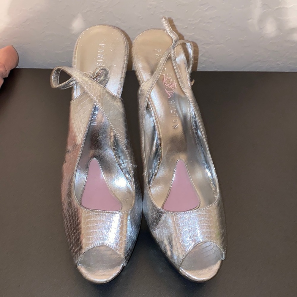 Metallic Paris Hilton high heels